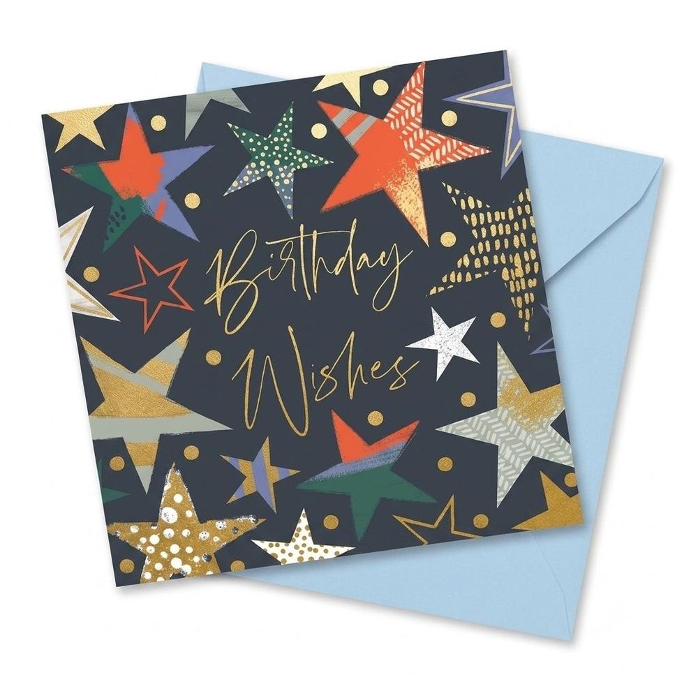 Ling Design - Birthday Wishes Stars Greeting Card - Black