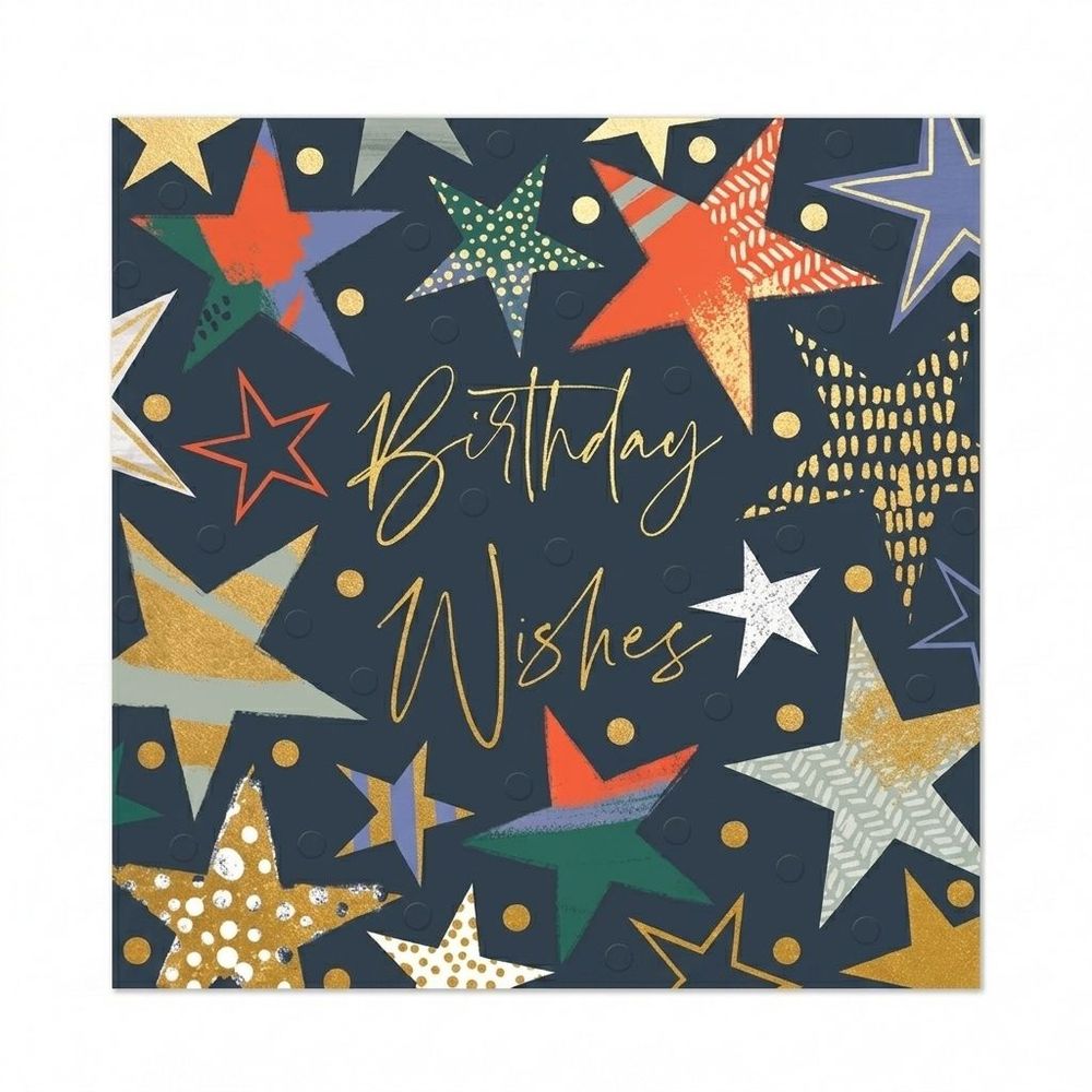 Ling Design - Birthday Wishes Stars Greeting Card - Black