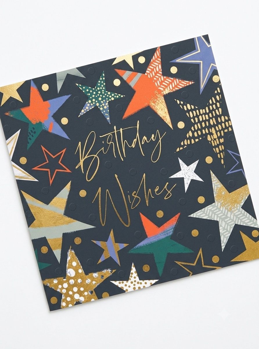 Ling Design - Birthday Wishes Stars Greeting Card - Black