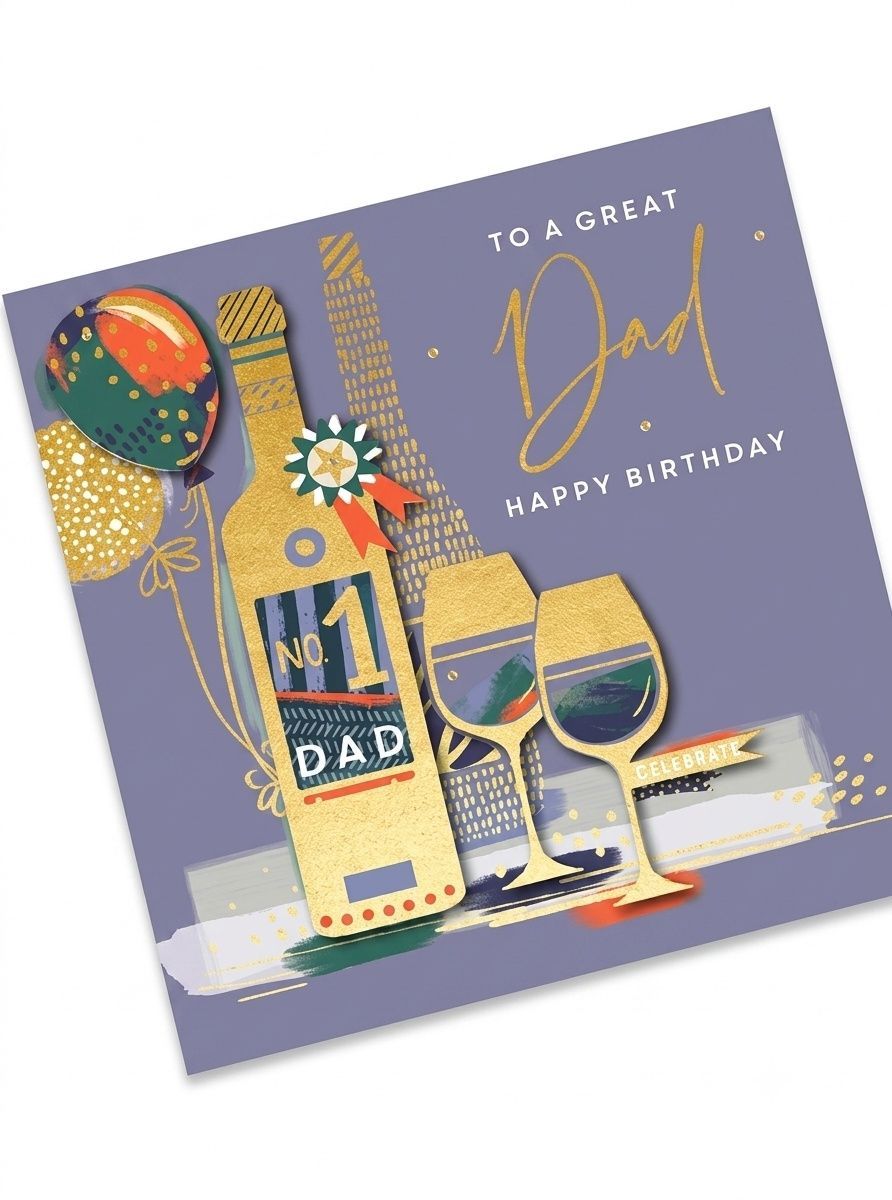 Ling Design - Happy Birthday Dad To A Great Balloons Greeting Card - Grey