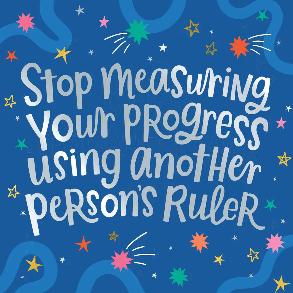 Dotty Black - Greeting Card - Stop Measuring Your Progress Using Another Person's Ruler