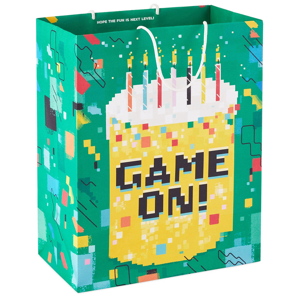Hallmark - Game On! Pixelated Cake Birthday Gift Bag - Large - 13-Inch