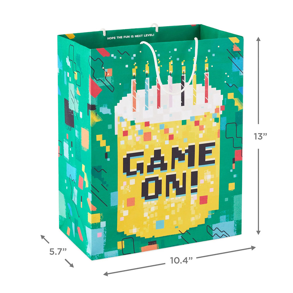 Hallmark - Game On! Pixelated Cake Birthday Gift Bag - Large - 13-Inch