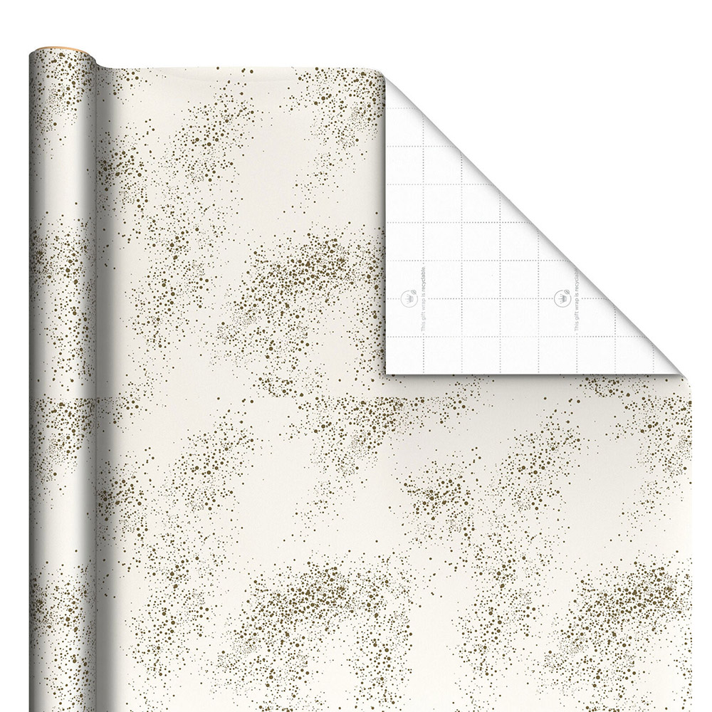 Hallmark - Gold Paint Splatter Wrapping Paper - 20 sq. ft.
