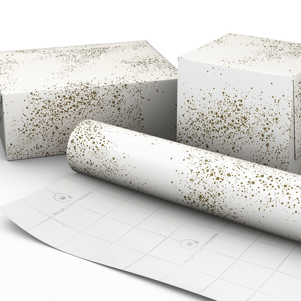 Hallmark - Gold Paint Splatter Wrapping Paper - 20 sq. ft.
