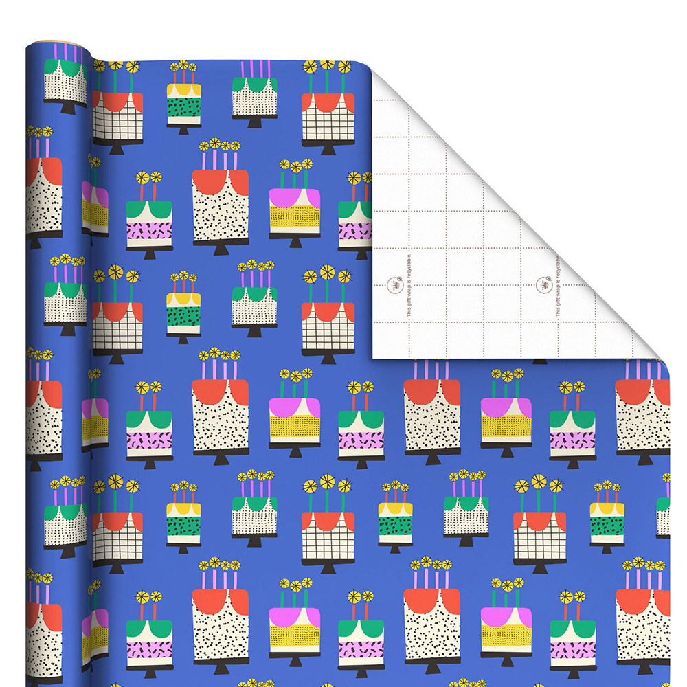 Hallmark - Vanilla-Scented Birthday Cakes Wrapping Paper Roll - 15 sq. ft.