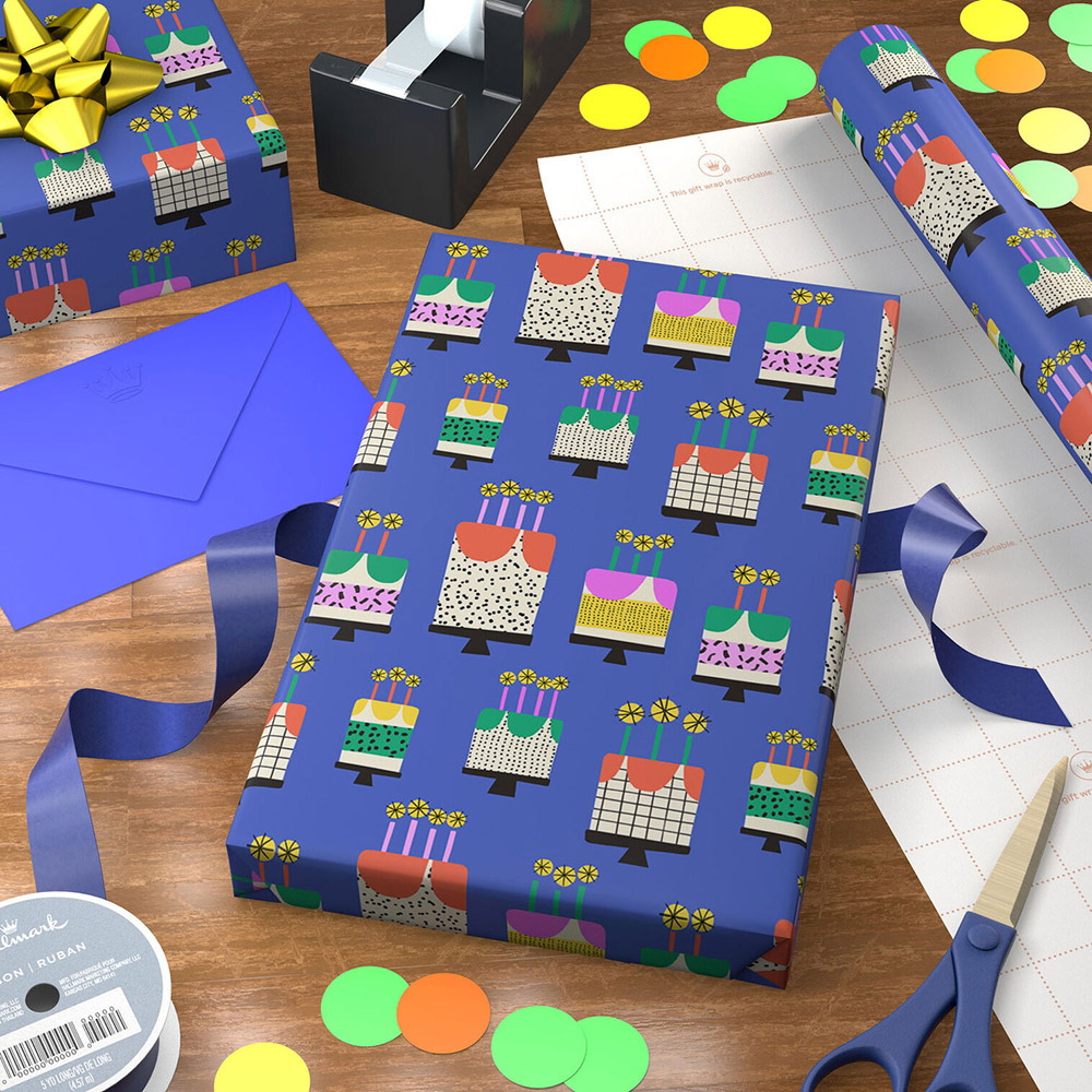 Hallmark - Vanilla-Scented Birthday Cakes Wrapping Paper Roll - 15 sq. ft.