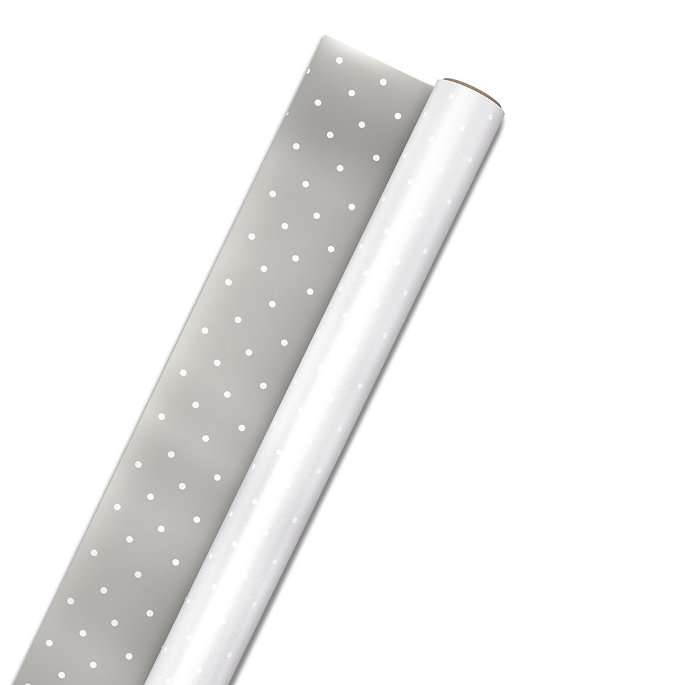 Hallmark - Reversible Wrapping Paper Roll - Silver Dots - 2m