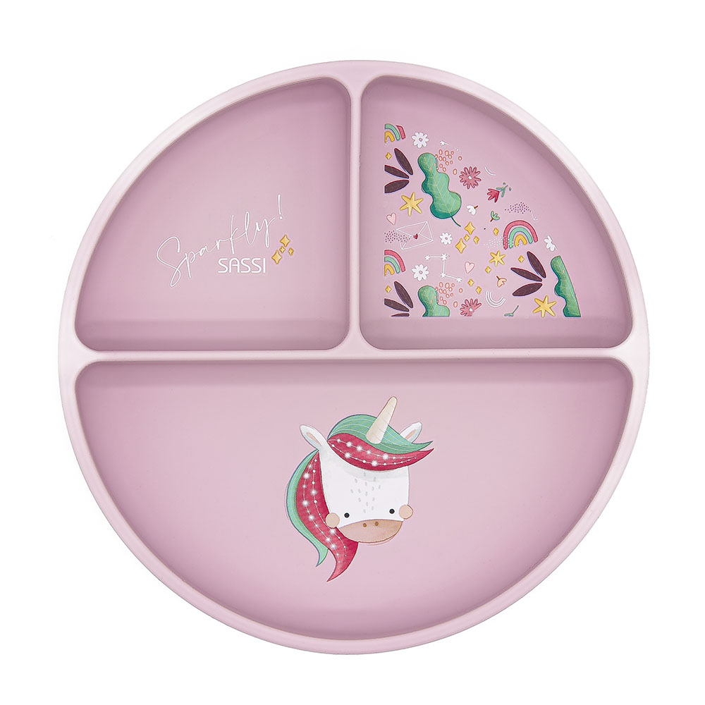 Sassi - Silicone Plate With Dividers - Unicorn