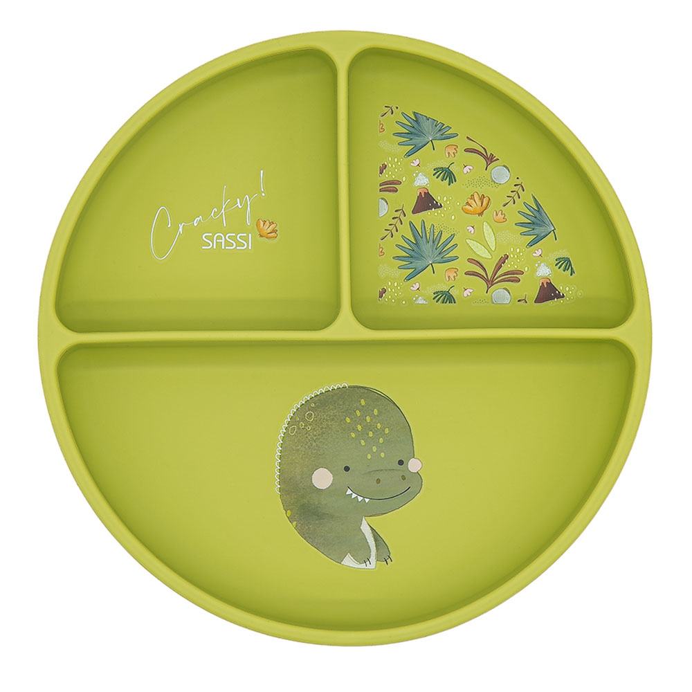 Sassi - Silicone Plate With Dividers - Dinosaur