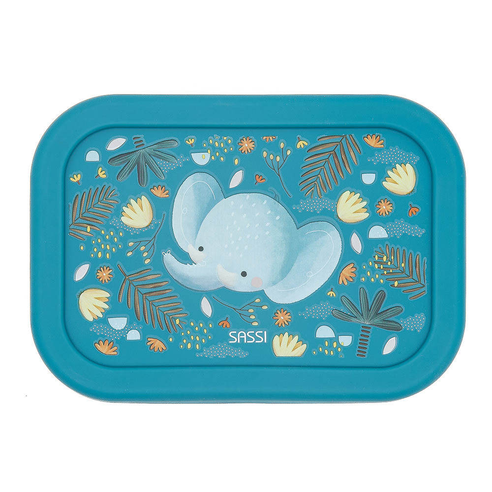 Sassi - 3-Compartment Silicone Lunch Box - Elephant