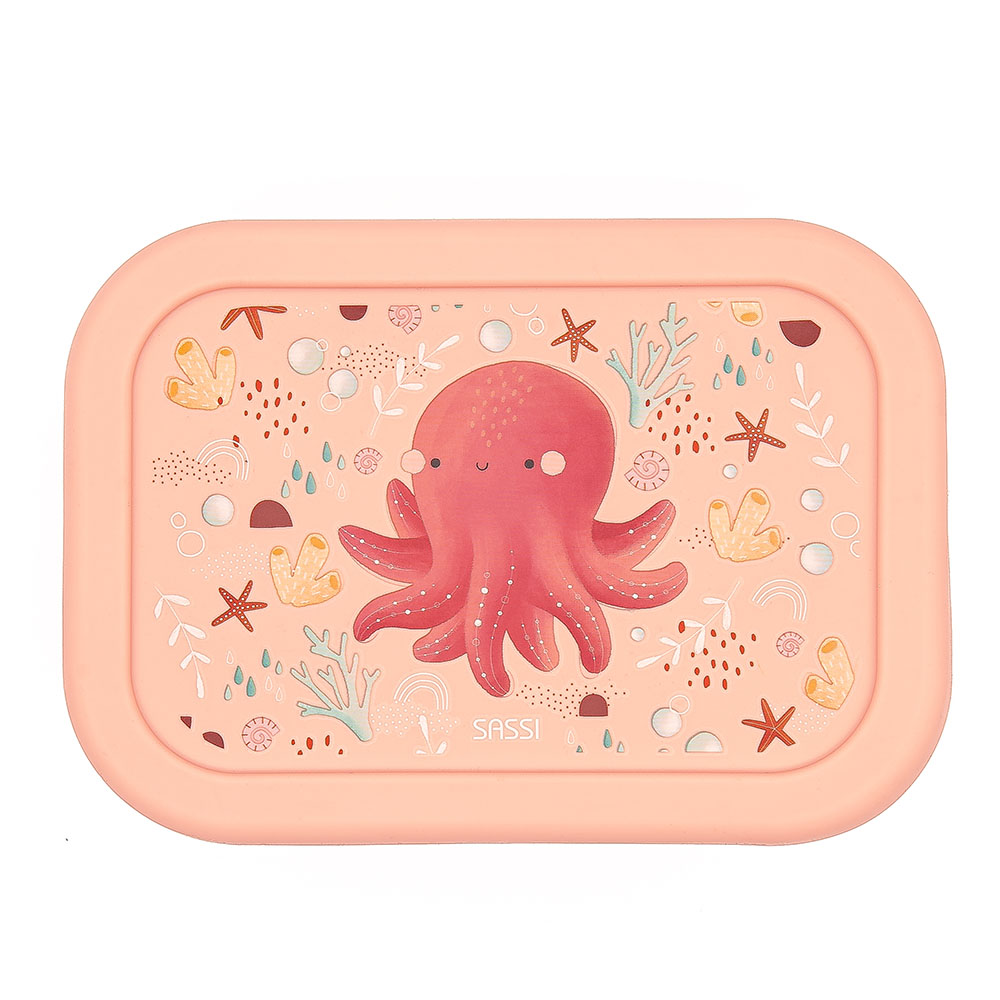 Sassi - 3-Compartment Silicone Lunch Box - Octopus