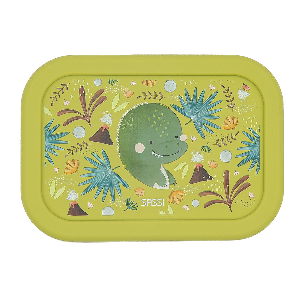 Sassi - 3-Compartment Silicone Lunch Box - Dinosaur