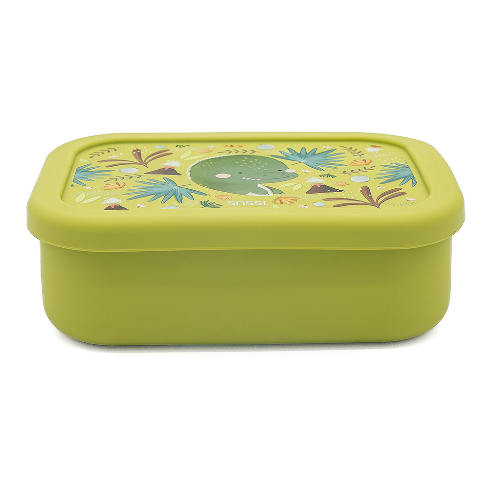 Sassi - 3-Compartment Silicone Lunch Box - Dinosaur