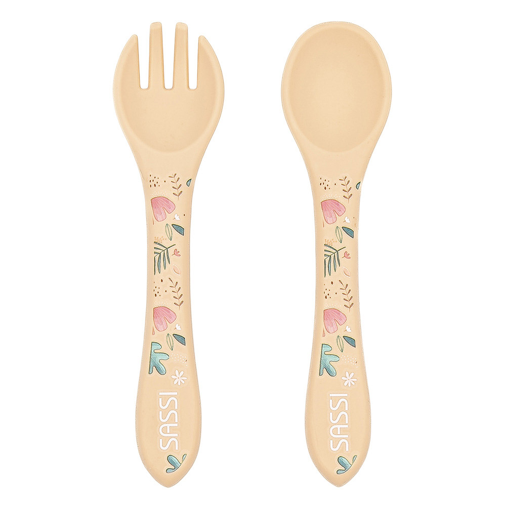 Sassi - Silicone Fork And Spoon - Sloth - 2 Pc Set