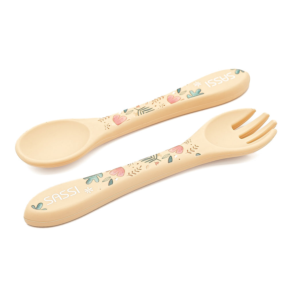 Sassi - Silicone Fork And Spoon - Sloth - 2 Pc Set
