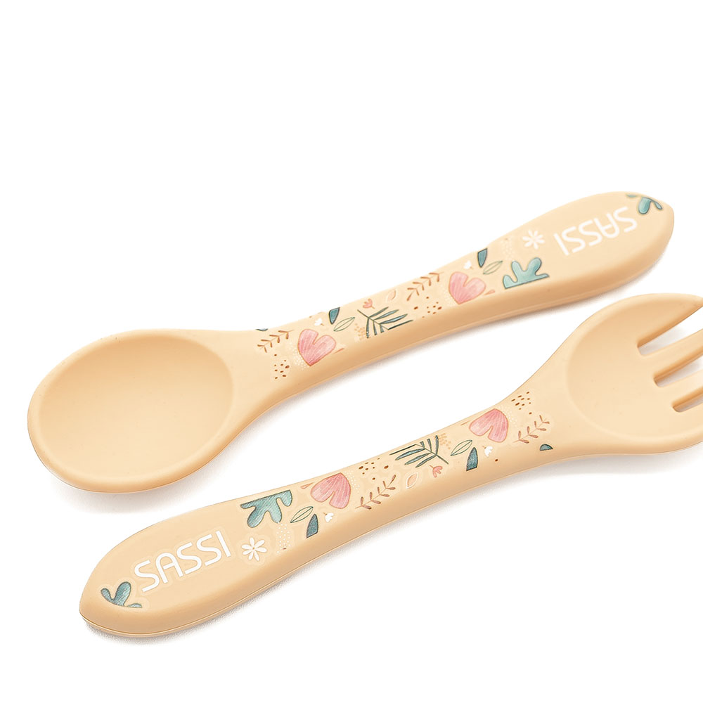 Sassi - Silicone Fork And Spoon - Sloth - 2 Pc Set