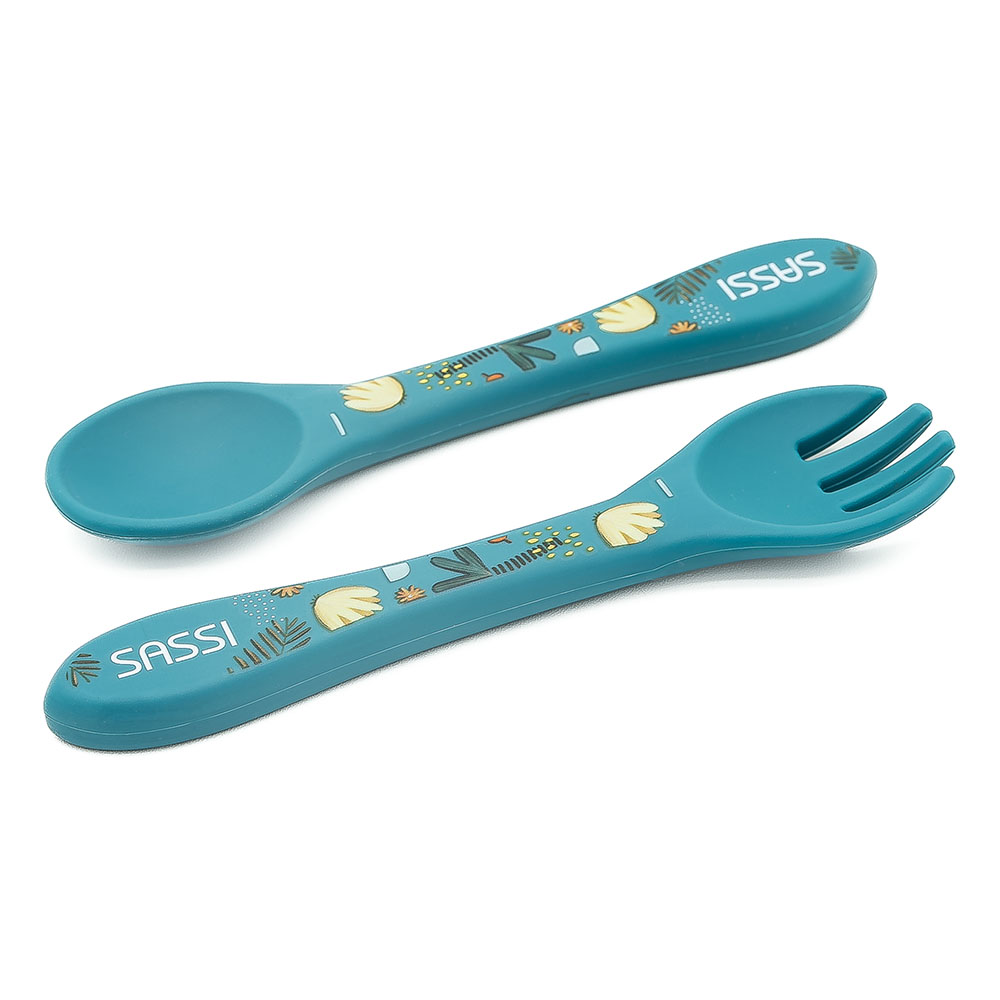 Sassi - Silicone Fork And Spoon - Elephant - 2 Pc Set