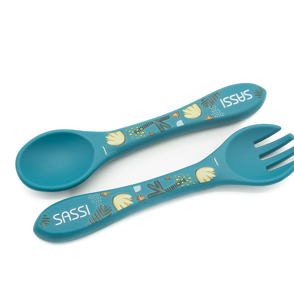 Sassi - Silicone Fork And Spoon - Elephant - 2 Pc Set