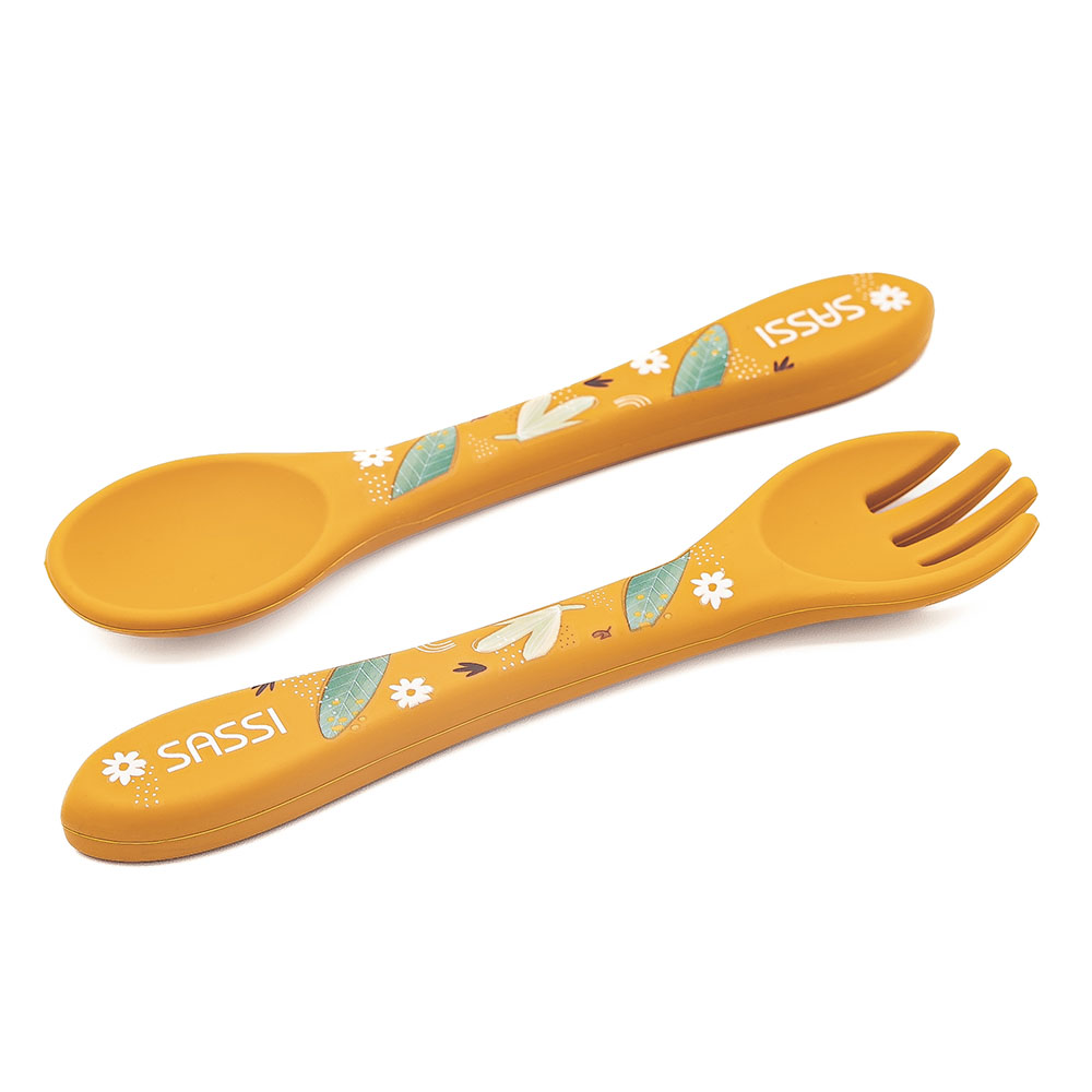 Sassi - Silicone Fork And Spoon - Lion - 2 Pc Set