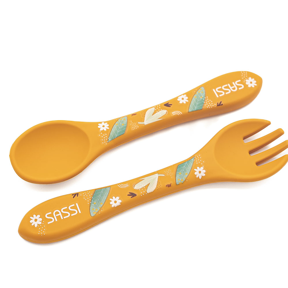Sassi - Silicone Fork And Spoon - Lion - 2 Pc Set