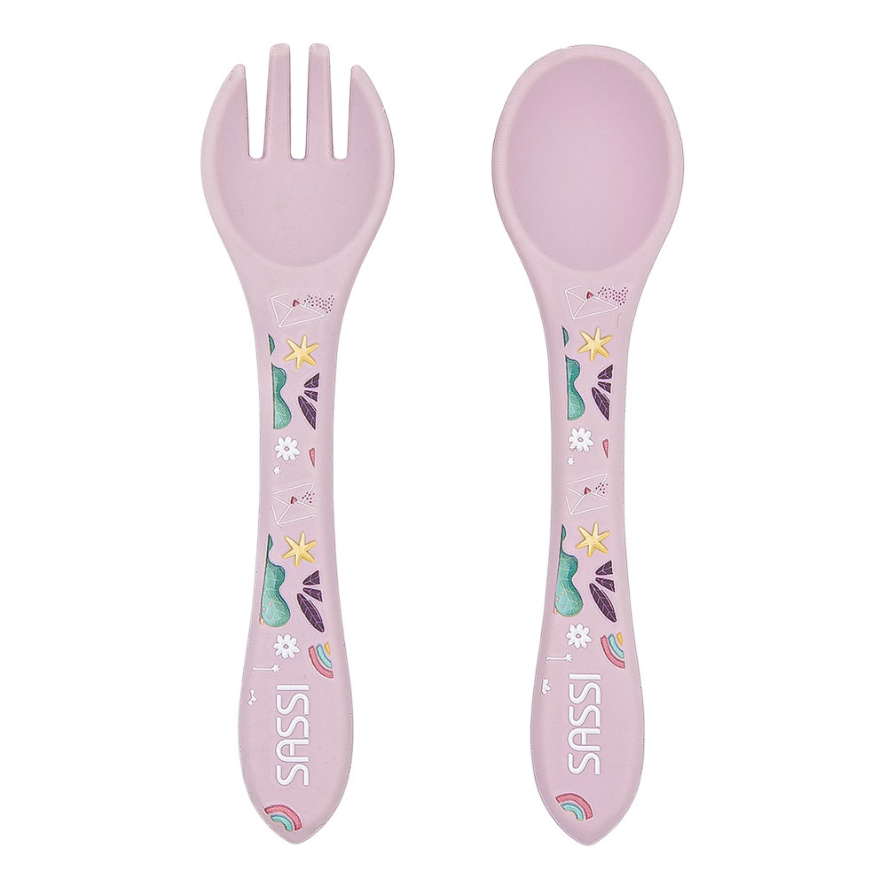 Sassi - Silicone Fork And Spoon - Unicorn - 2 Pc Set