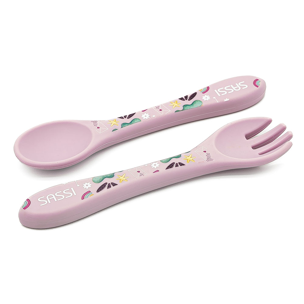 Sassi - Silicone Fork And Spoon - Unicorn - 2 Pc Set