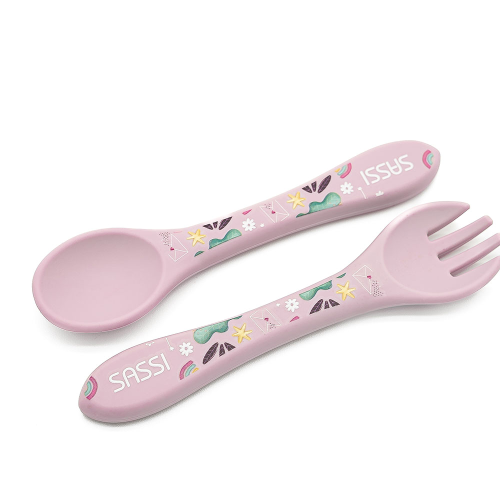 Sassi - Silicone Fork And Spoon - Unicorn - 2 Pc Set
