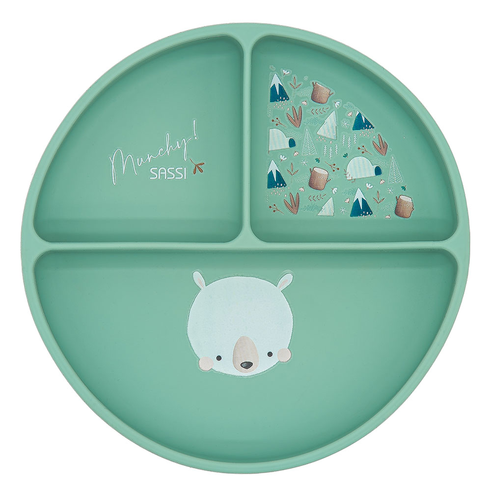 Sassi - Silicone Plate With Dividers - Polar Bear