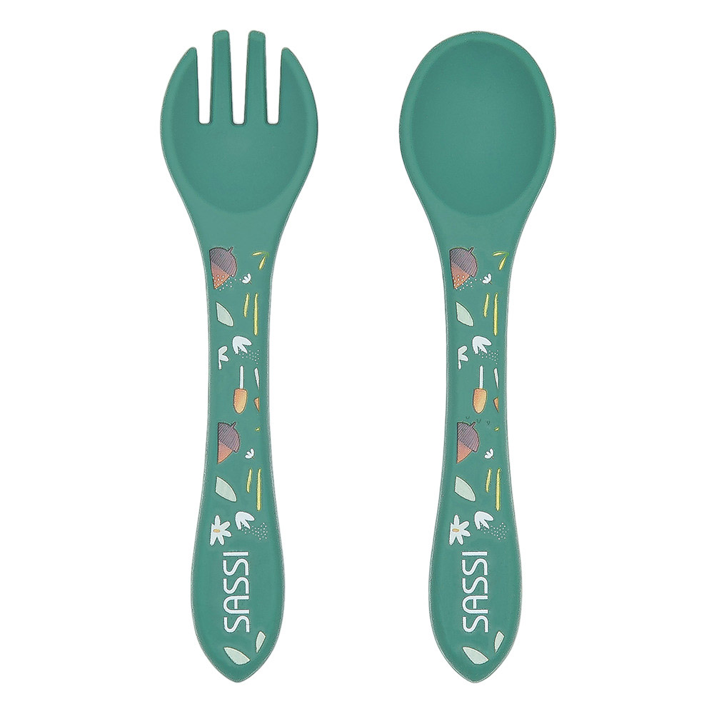 Sassi - Silicone Fork And Spoon - Fox - 2 Pc Set