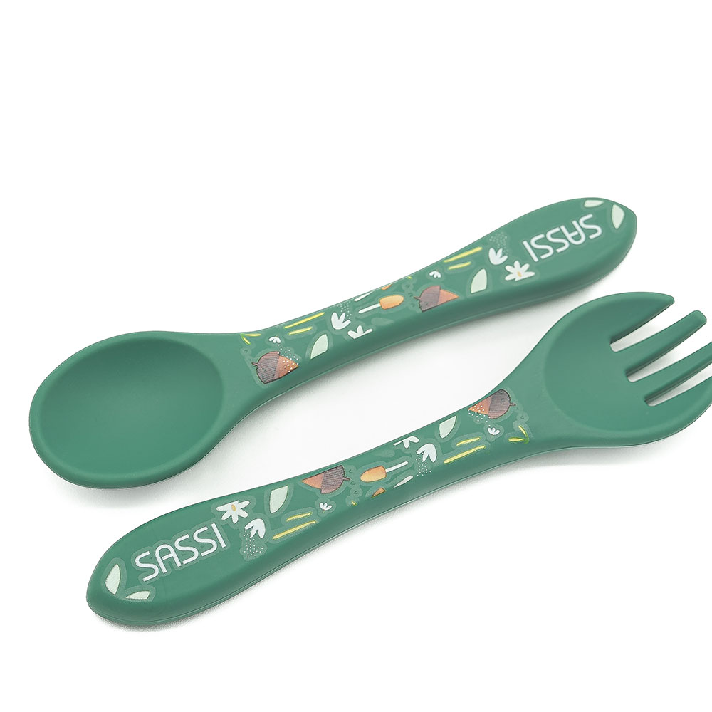 Sassi - Silicone Fork And Spoon - Fox - 2 Pc Set