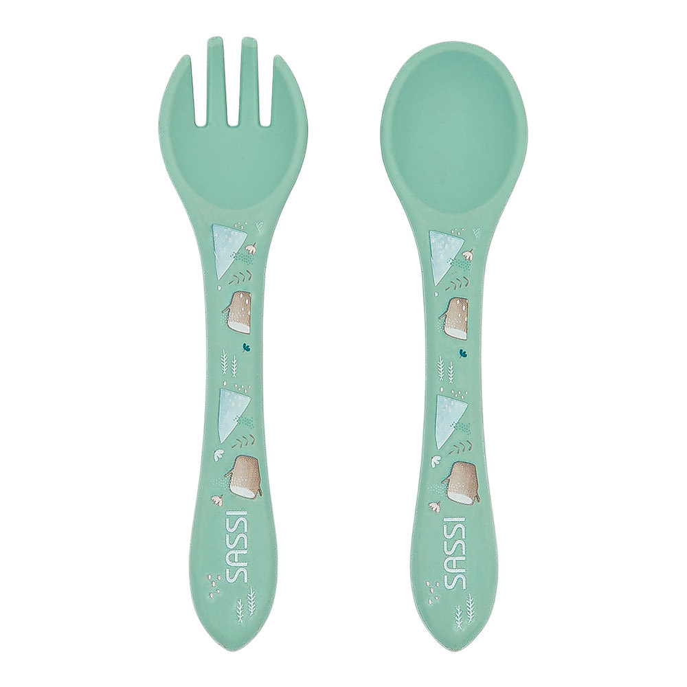 Sassi - Silicone Fork And Spoon - Polar Bear - 2 Pc Set