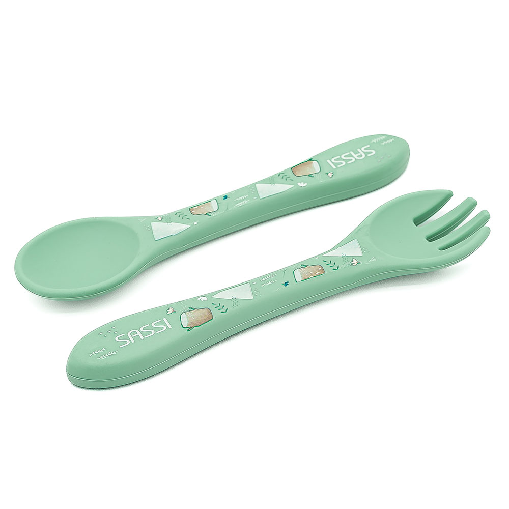 Sassi - Silicone Fork And Spoon - Polar Bear - 2 Pc Set
