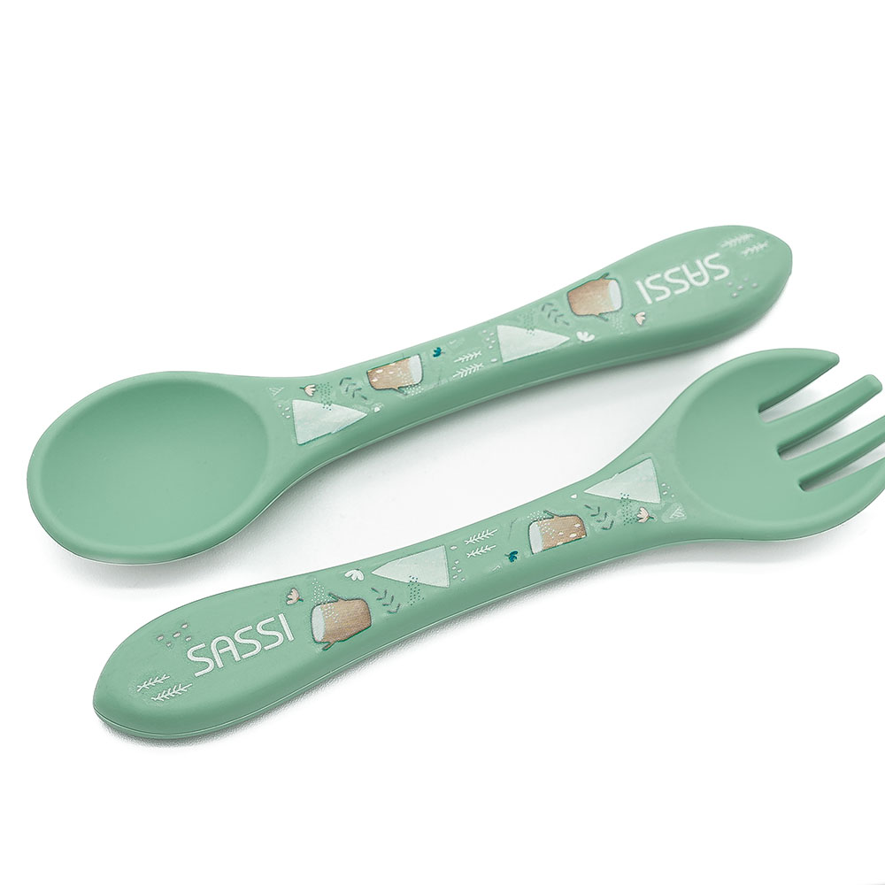 Sassi - Silicone Fork And Spoon - Polar Bear - 2 Pc Set