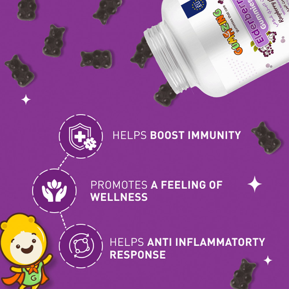 Gumazing - Kids Elderberry Immunity - Natural Raspberry - 60 Gummies