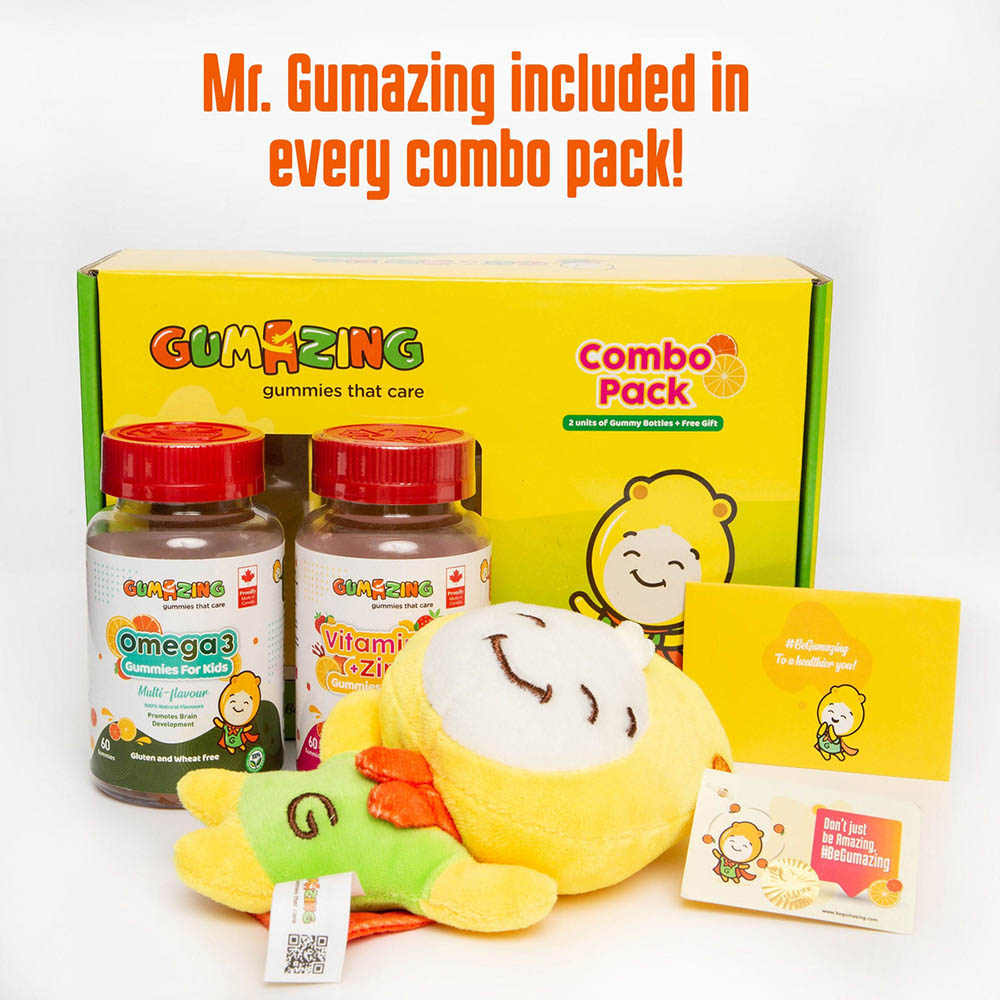 Gumazing - Kids Vitamin C And Zinc, Omega 3 With Plush Toy - 60 Gummies