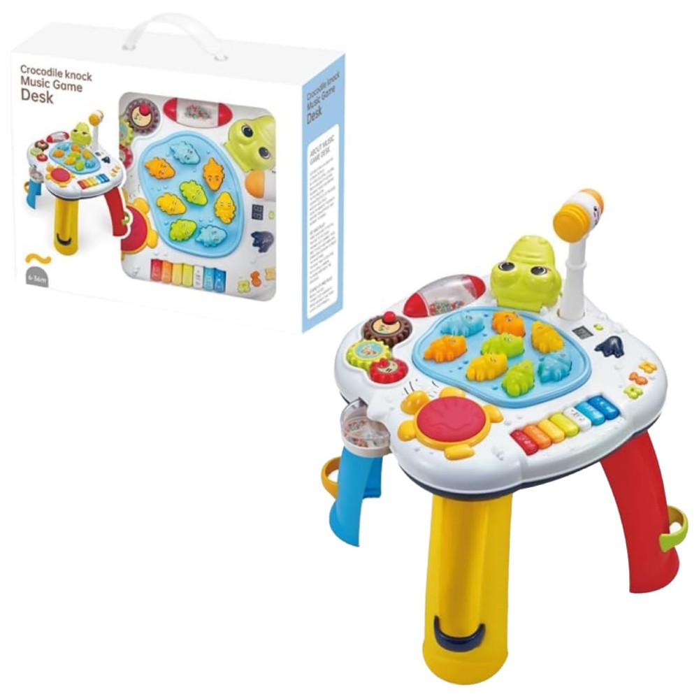 Youleen - 2-In-1 Crocodile Knock And Play Musical Play Desk