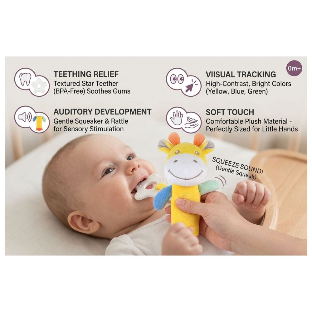 Funmuch - Plush Giraffe Rattle And Teether Toy
