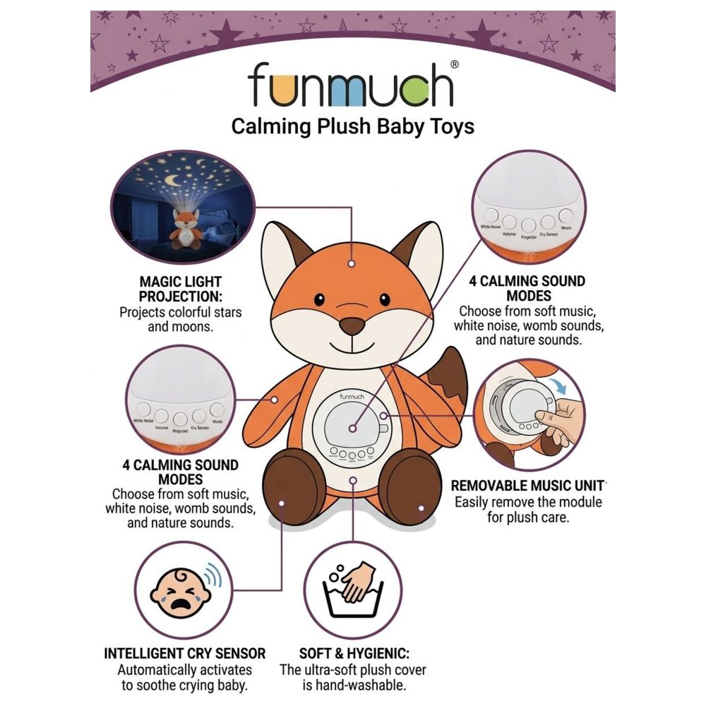 Funmuch - Light And Sound Fox Plush Toy