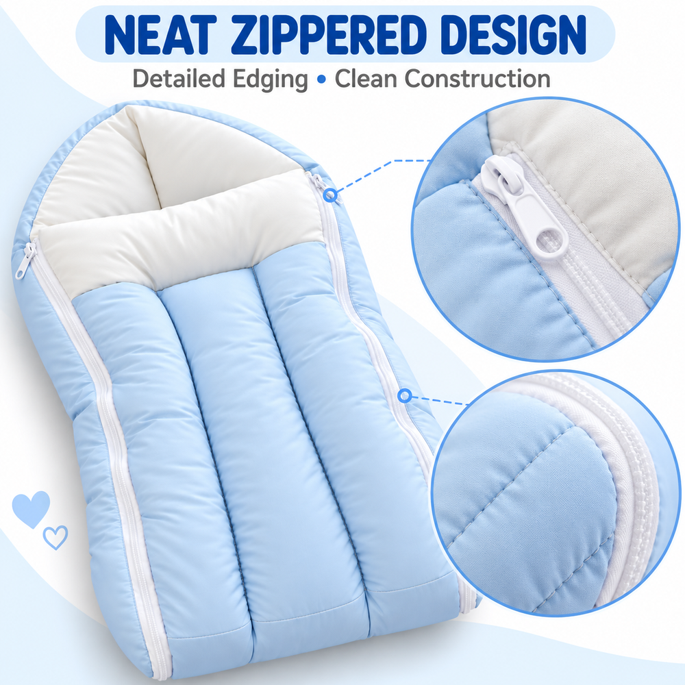 Al Arqam - Padded Baby Sleeping Bag With Side Zippers - Light Blue