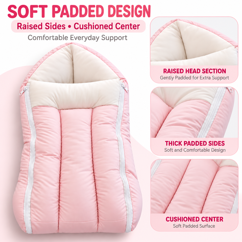 Al Arqam - Padded Baby Sleeping Bag With Side Zippers - Light Pink