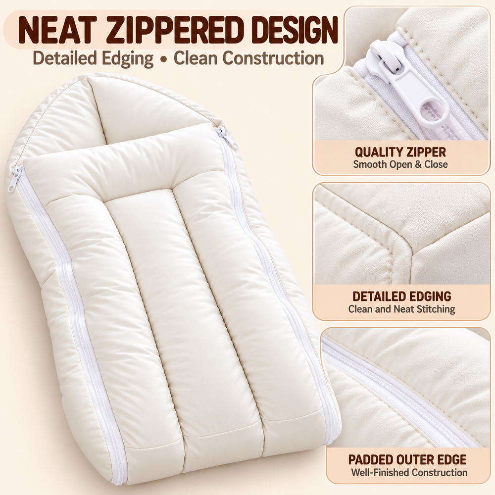 Al Arqam - Padded Baby Sleeping Bag With Side Zippers - White