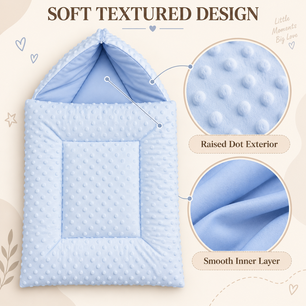 Al Arqam - Raised Dot Texture Compact Baby Sleeping Bag - Light Blue
