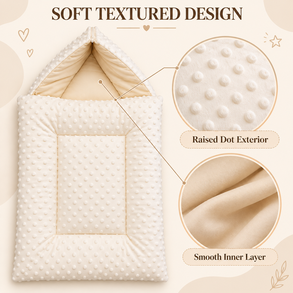 Al Arqam - Raised Dot Texture Compact Baby Sleeping Bag - Cream