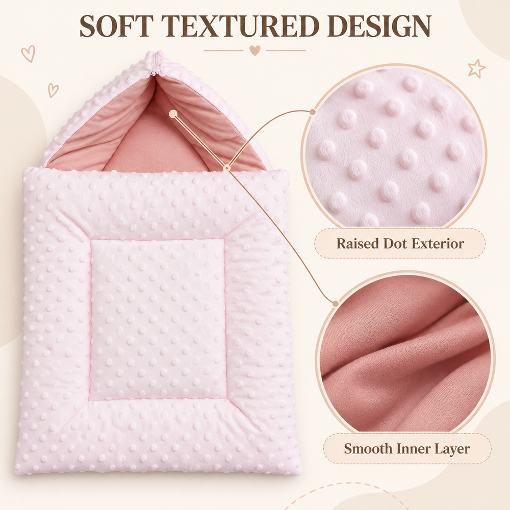 Al Arqam - Raised Dot Texture Compact Baby Sleeping Bag - Light Pink