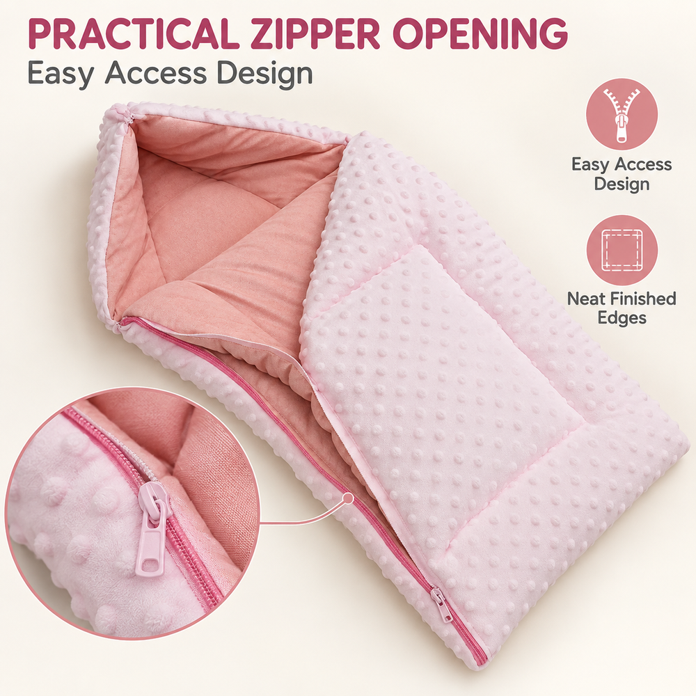 Al Arqam - Raised Dot Texture Compact Baby Sleeping Bag - Light Pink