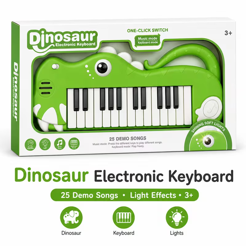 Lijia - Dinosaur Electronic Keyboard Toy - Green