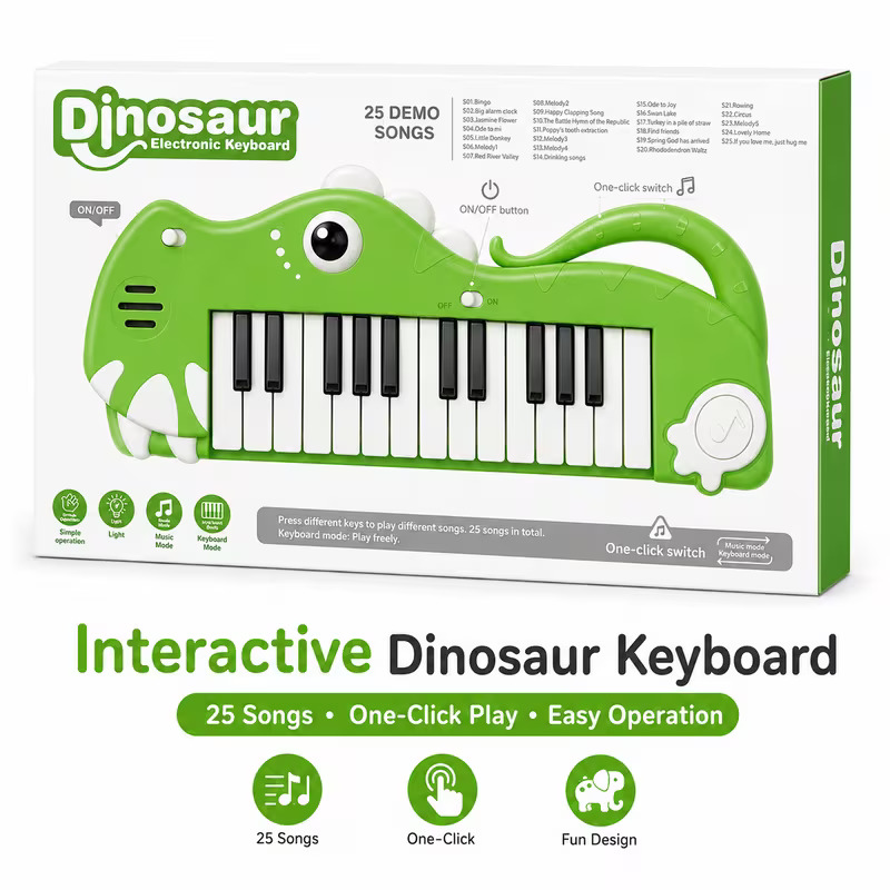 Lijia - Dinosaur Electronic Keyboard Toy - Green