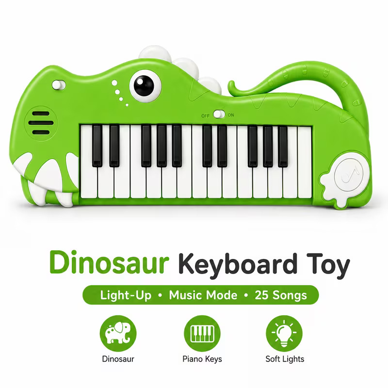 Lijia - Dinosaur Electronic Keyboard Toy - Green
