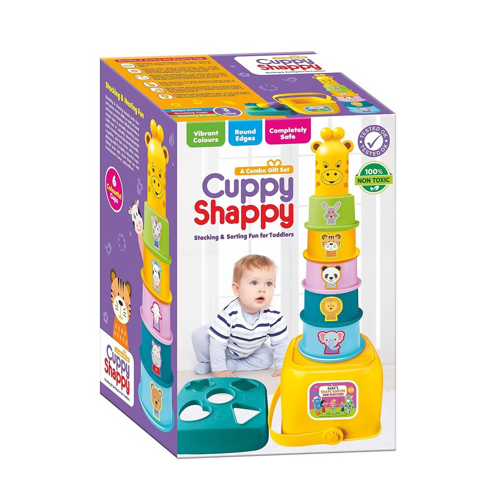 Toy Mate - 3-in-1 Cuppy Shappy Stacking Cups & Shape Sorter Toy